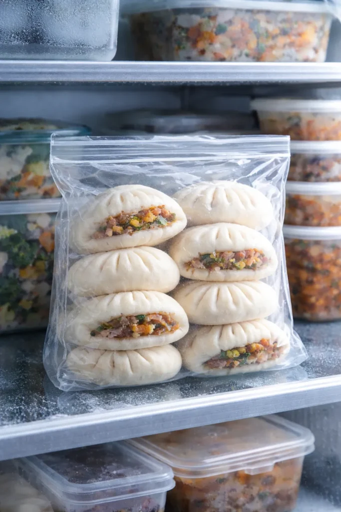 8 Bao Bun Recipes Steamed and Stuffed 12 Bao buns stored in a freezer bag for freezing