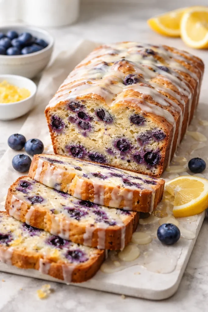 12 Make-Ahead Breakfast Breads for Weekdays 4 Blueberry breakfast loaf with blueberries throughout and glaze