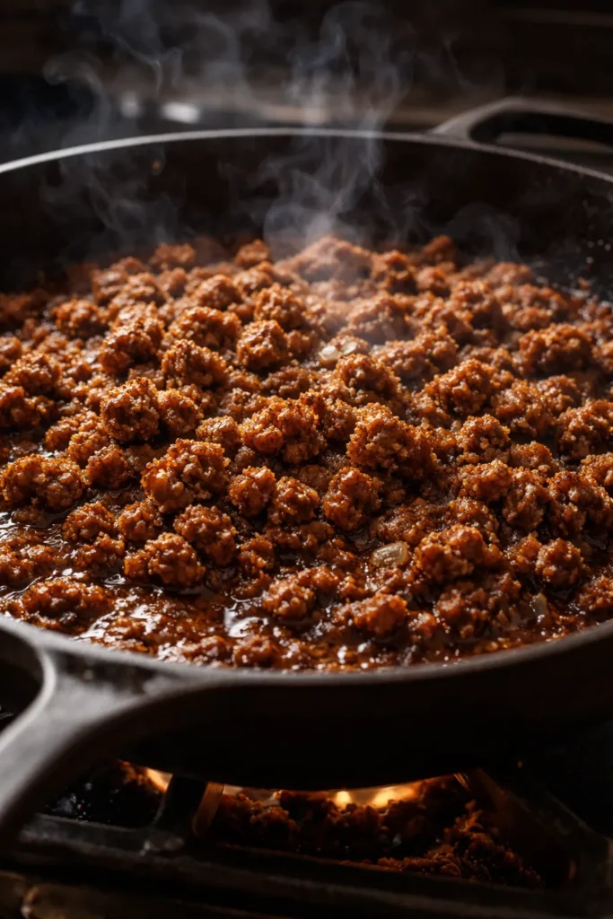 8 Spaghetti Bolognese Recipes to Try Tonight 9 Close-up of browned ground meat with fond in a skillet