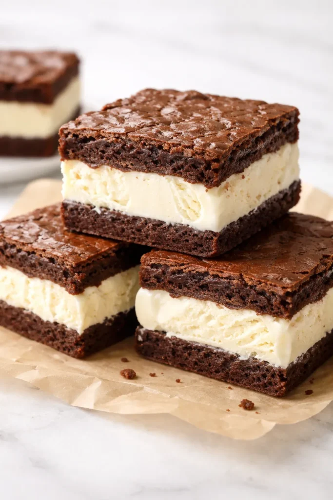 15 Crowd-Pleasing Desserts for Summer BBQs 10 Two brownie ice cream sandwiches with vanilla ice cream filling