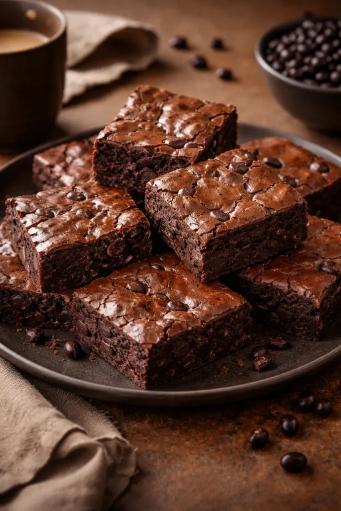 15 Sugar Free Treats That Actually Taste Good 3 Fudgy flourless brownie square with a glossy top on a dark plate.