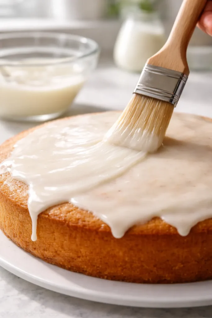 10 Ways to Use Leftover Buttermilk in Baking 6 Glossy buttermilk glaze over a cake surface, smooth and inviting.