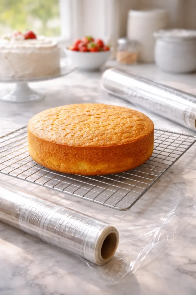 How to Bake Perfectly Moist Cakes Every Time 10 Cake cooling on a rack in bright kitchen