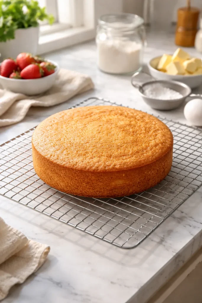10 Baking Tips Every Beginner Needs to Know 9 Cake cooling on a wire rack on a kitchen counter