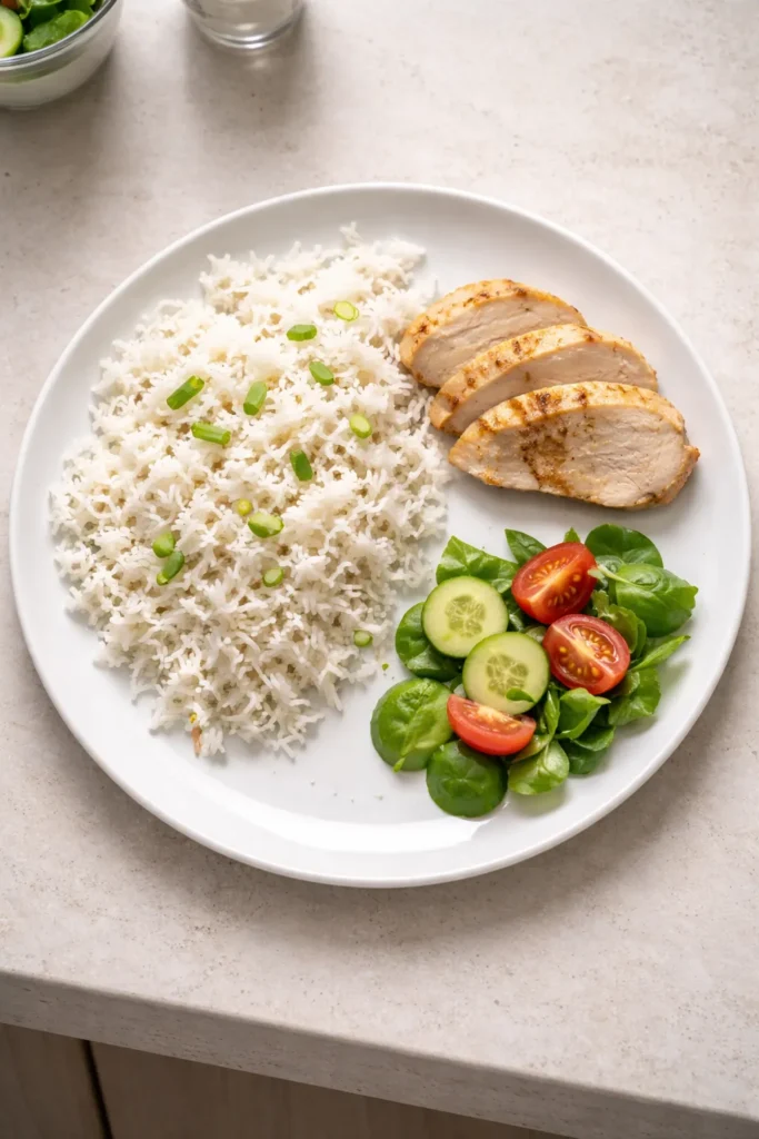 8 Calorie Deficit Meals That Keep You Full 12 Plate with imbalanced portions illustrating calorie deficit meal mistakes