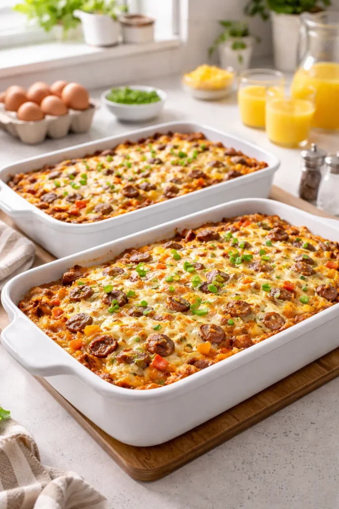 8 Breakfast Casseroles That Feed a Crowd 10 Two identical casseroles showing scale up for a crowd