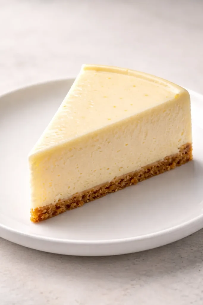 How to Bake a Rich Cheesecake Without Cracking 8 Dense creamy cheesecake slice with lemon zest on a plate