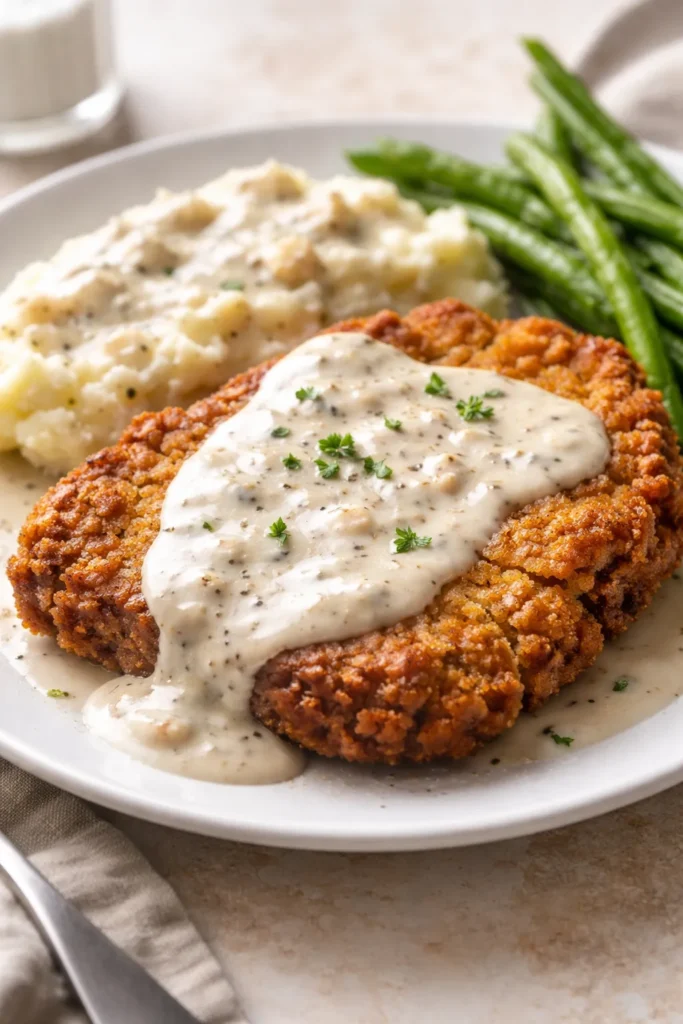 10 Easy Steak Dinners for Any Weeknight 9 Crispy fried beef steak with light gravy on plate