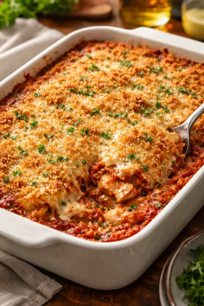 10 Easy Dinner Recipes for a Big Crowd 11 Baked chicken parmesan casserole with golden breadcrumb crust