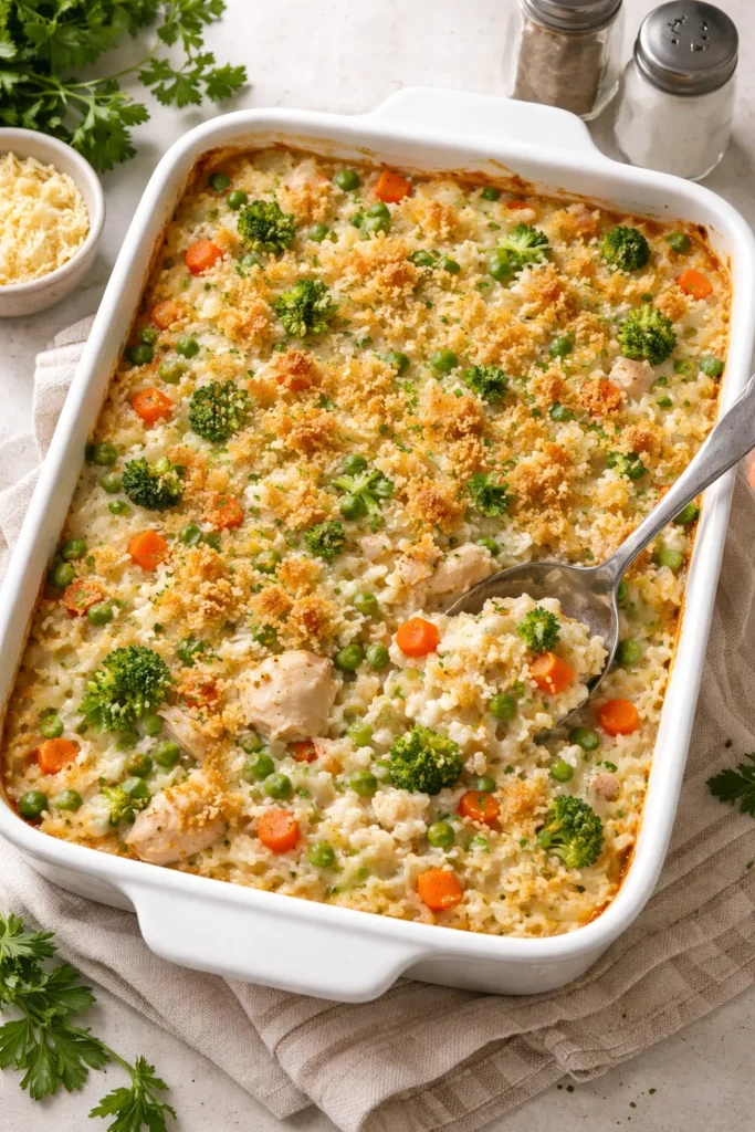 10 Chicken Casseroles the Whole Family Loves 8 Chicken and Rice Casserole in a baking dish