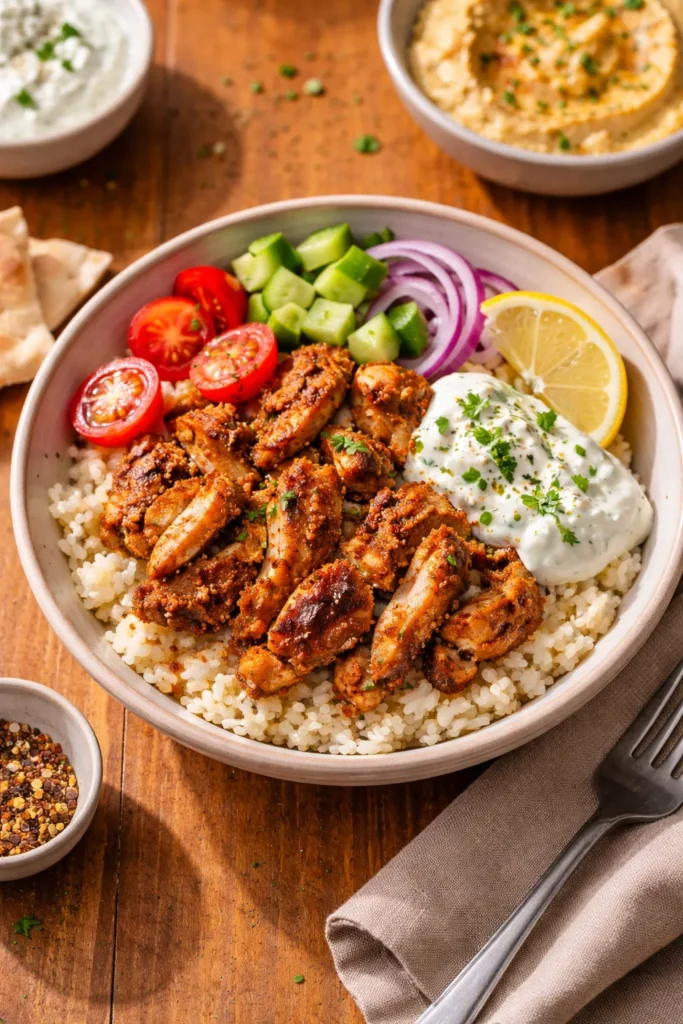 10 Easy Dinners for One That Feel Like a Treat 10 Single-serving chicken shawarma bowl over rice