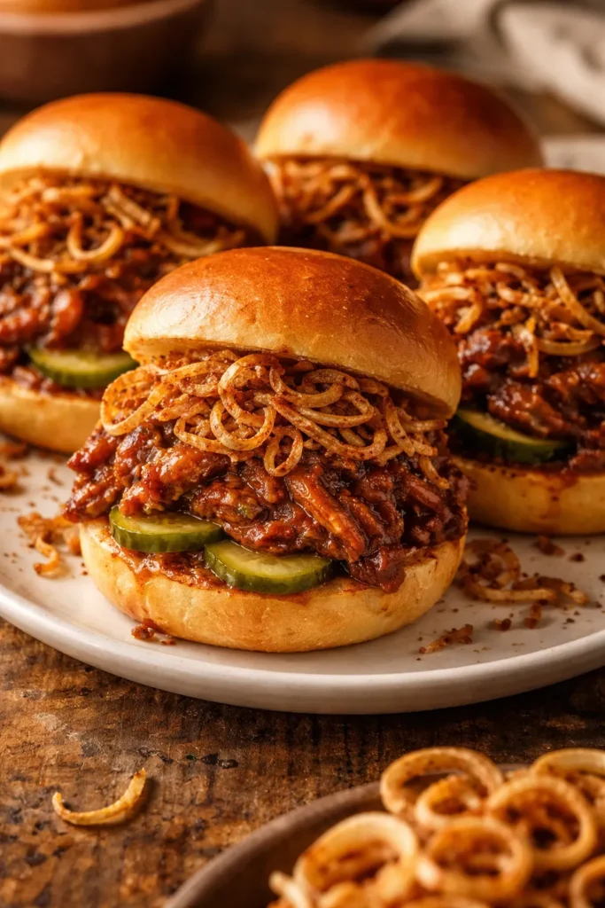 8 Pulled Pork Sliders for Your Next Party 7 Chipotle pulled pork sliders with crispy shallots
