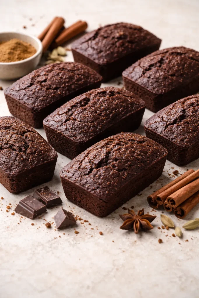 12 Make-Ahead Breakfast Breads for Weekdays 10 Mini chocolate chai loaves on neutral background