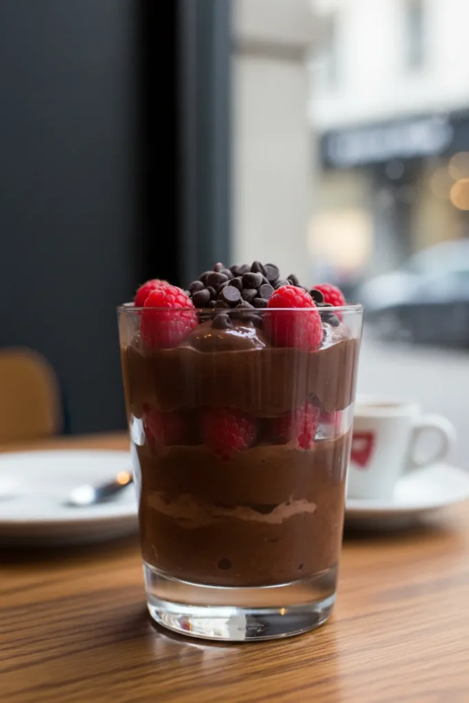 8 Yogurt Parfait Recipes for a Quick Breakfast 6 Chocolate yogurt parfait with fresh raspberries and dark chocolate chips