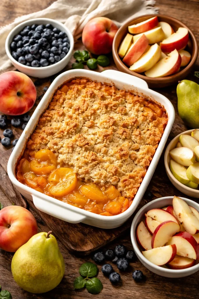 5-Minute Bisquick Cobbler With Canned Peaches 11 Peach cobbler with fruit variations including berries and apples