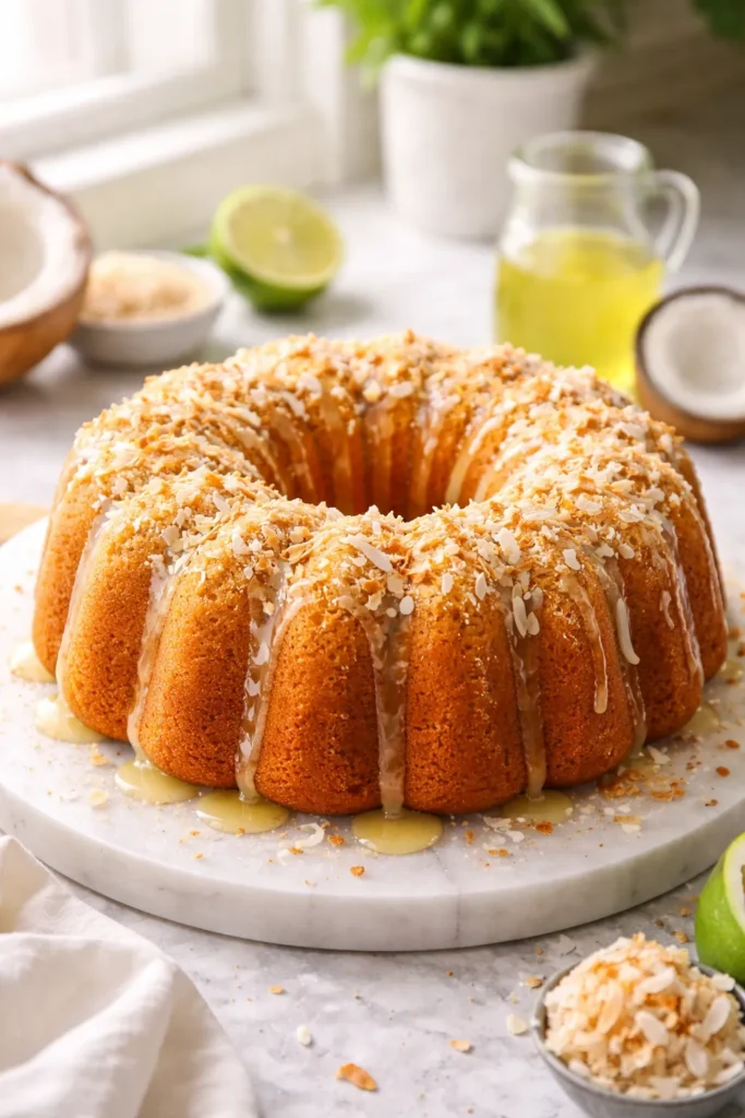 10 Beautiful Bundt Cakes for Beginners 9 Coconut Bundt cake with lime syrup and toasted coconut