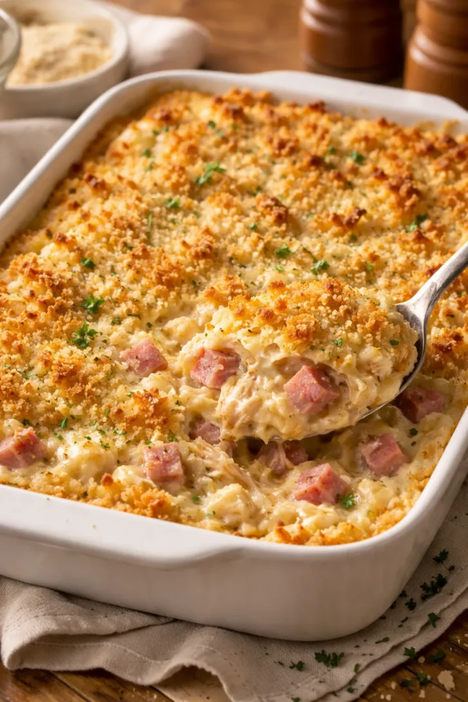 10 Cheesy Chicken Casseroles Worth the Mess 6 Creamy Chicken Cordon Bleu Casserole with ham and Swiss cheese sauce