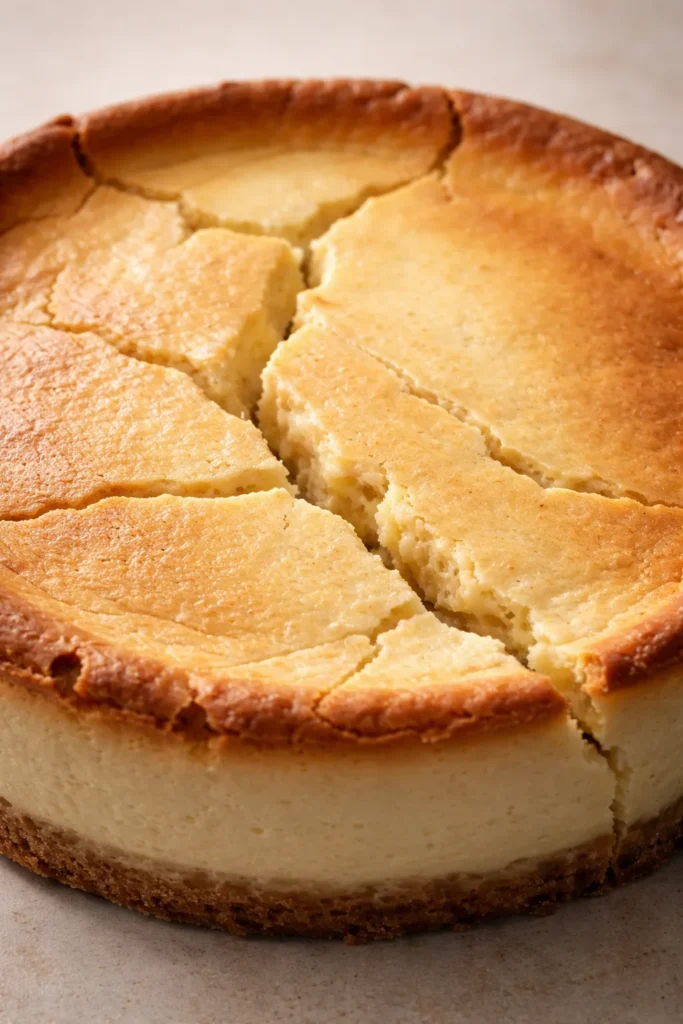 How to Bake a Rich Cheesecake Without Cracking 9 Close-up of cheesecake surface with visible cracks