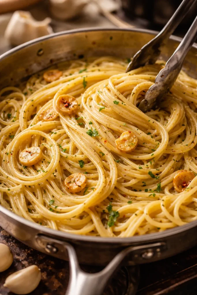 12 Easy Pasta Dinners Better Than Takeout 14 Creamy garlic pasta with glossy emulsion and golden garlic slices