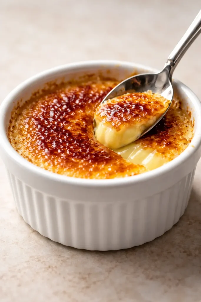 8 French Dishes Easier Than You Think 8 Close-up of crème brûlée ramekin with caramelized sugar crust