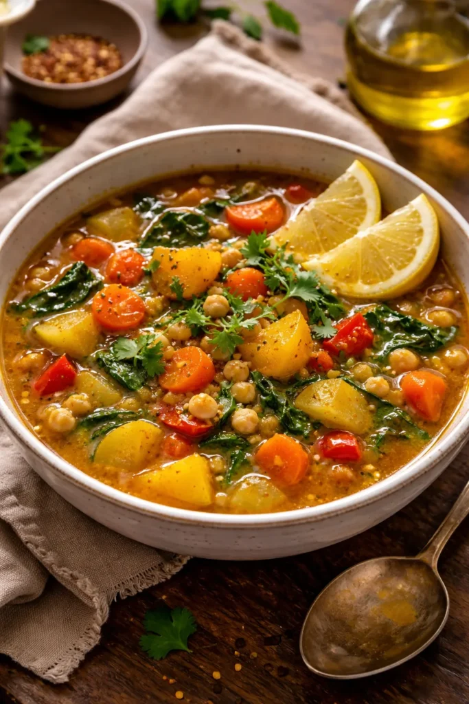 8 Vegetable Soup Recipes for Cold Nights 5 Bright Curry-Spiced Vegetable Soup with lemon and assorted vegetables