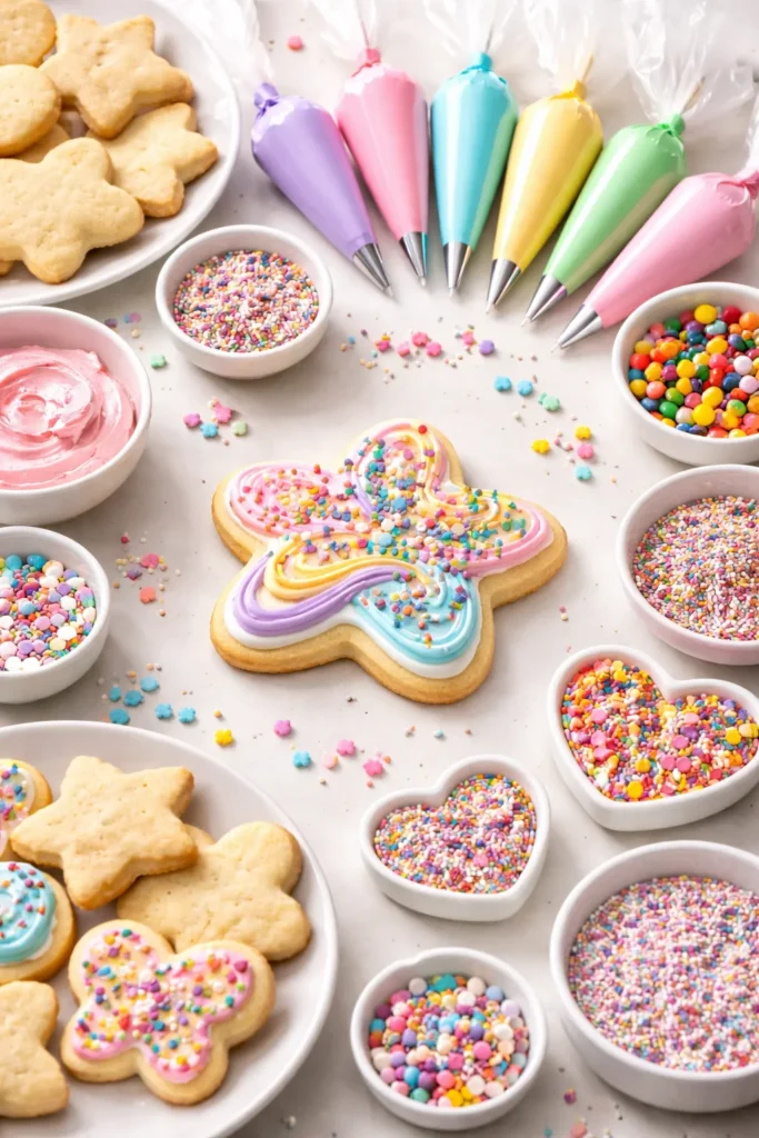 12 Fun Family Night Desserts to Make Together 4 Decorated sugar cookie with colorful icing and sprinkles