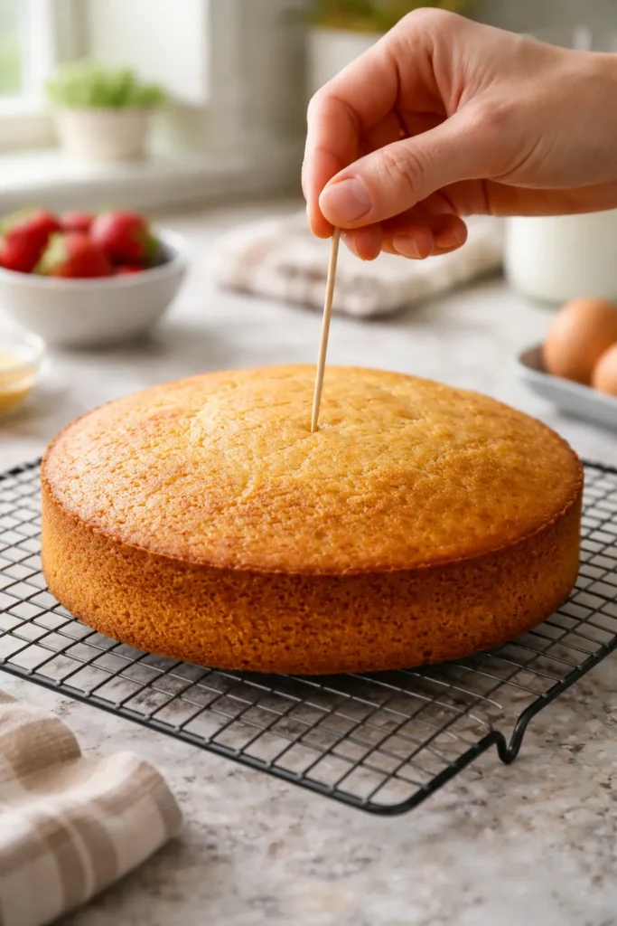 10 Baking Tips Every Beginner Needs to Know 8 Toothpick test on a cake to judge doneness