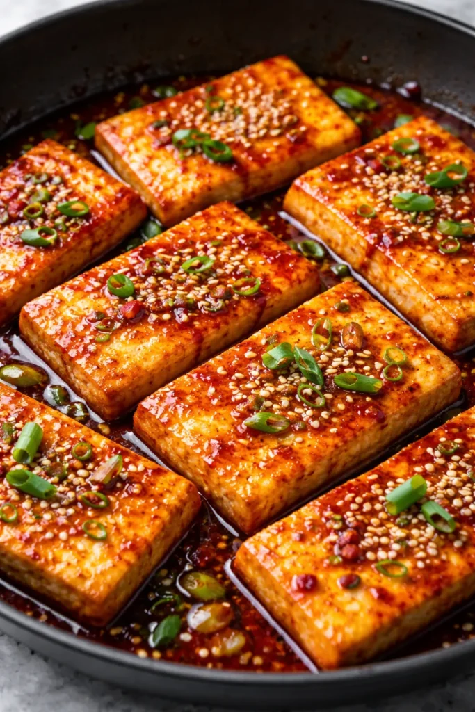 12 Easy Korean Recipes for Weeknight Dinners 11 Crispy tofu in spicy glaze with sesame seeds