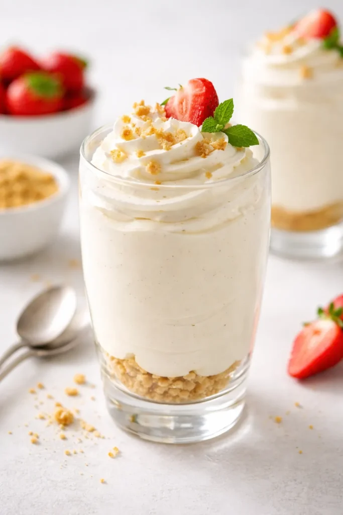 15 Easy Cream Cheese Dessert Recipes 5 Fluffy cheesecake mousse in a clear glass
