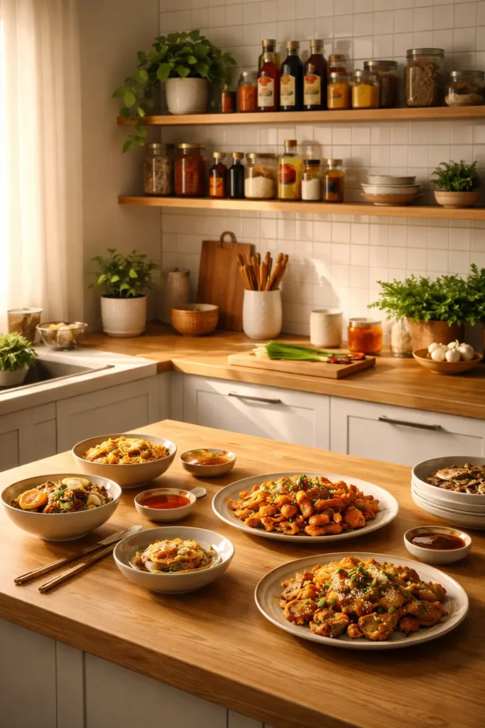 12 Easy Korean Recipes for Weeknight Dinners 15 Minimalist kitchen corner suggesting final reflections on weeknight Korean cooking.