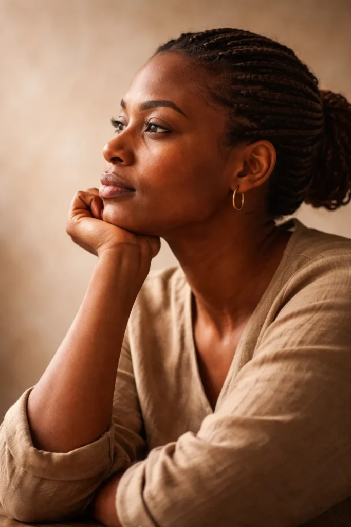 10 West African Recipes to Try at Home 13 Solitary person in profile contemplating West African cooking, soft studio lighting