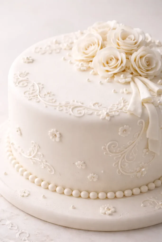 Ivory fondant with subtle embossed accents