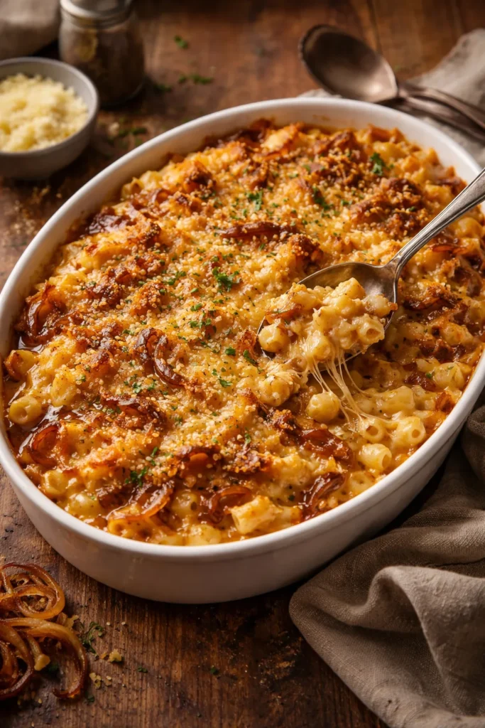 8 Make-Ahead Dinners Ready When You Are 8 Mac and cheese with caramelized onions baked to golden perfection