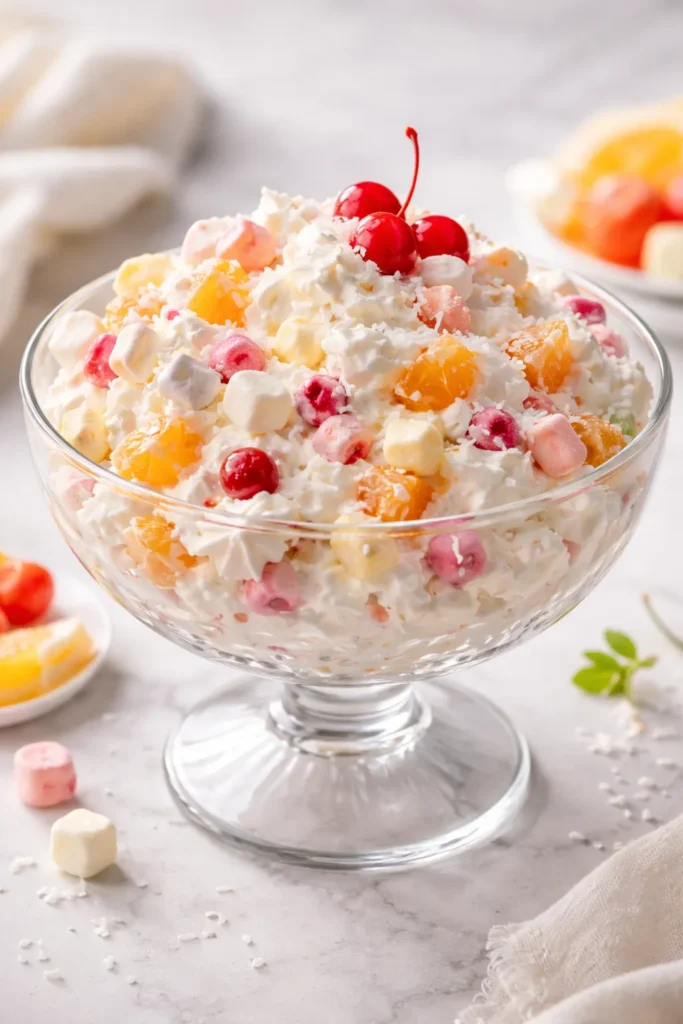 8 Ambrosia Salad Recipes for Potlucks 7 Luxurious ambrosia salad made with real homemade whipped cream