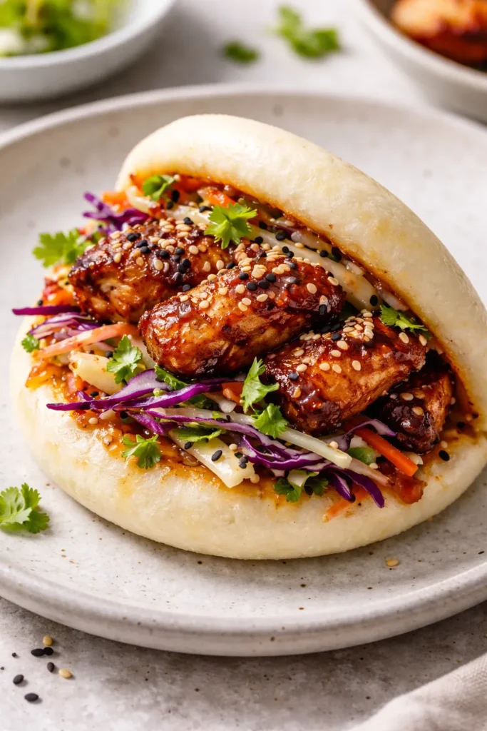 8 Bao Bun Recipes Steamed and Stuffed 4 Gochujang chicken bao with sesame slaw inside