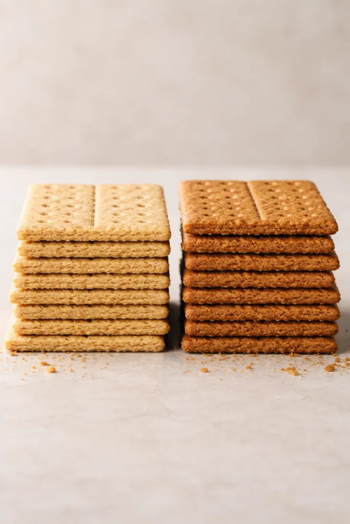 How to Make a Perfect Graham Cracker Crust 3 Two piles of graham crackers showing different textures to compare brand quality
