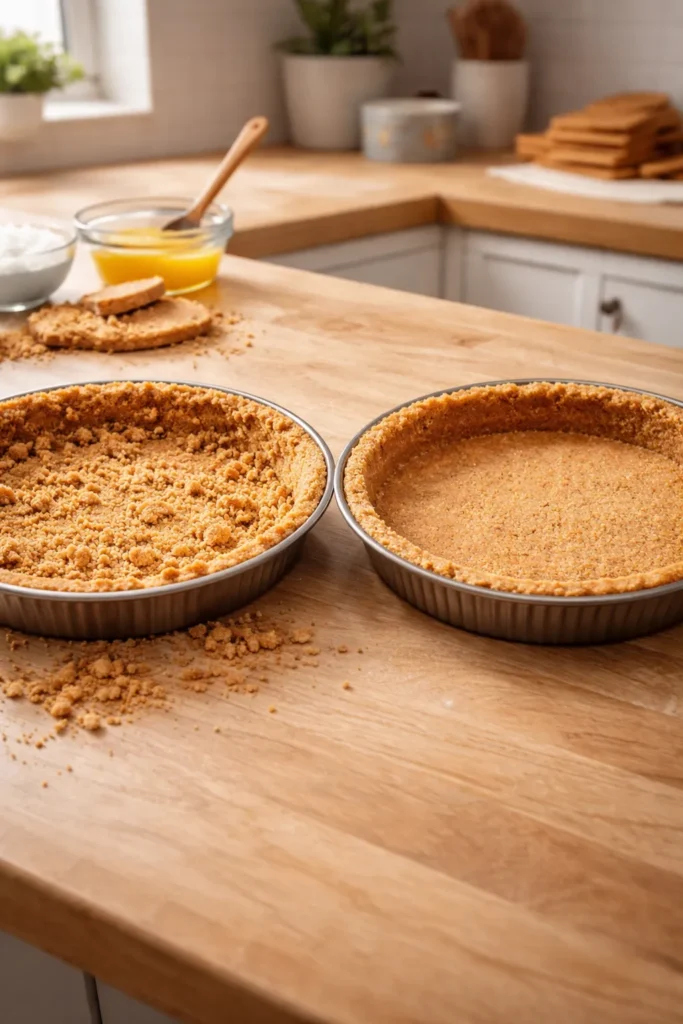 How to Make a Perfect Graham Cracker Crust 9 Crust textures showing common mistakes: crumbly vs dense