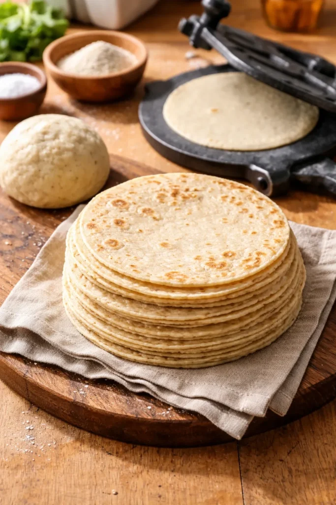 10 Mexican Dishes Worth Making From Scratch 10 Stack of fresh corn tortillas on wooden surface