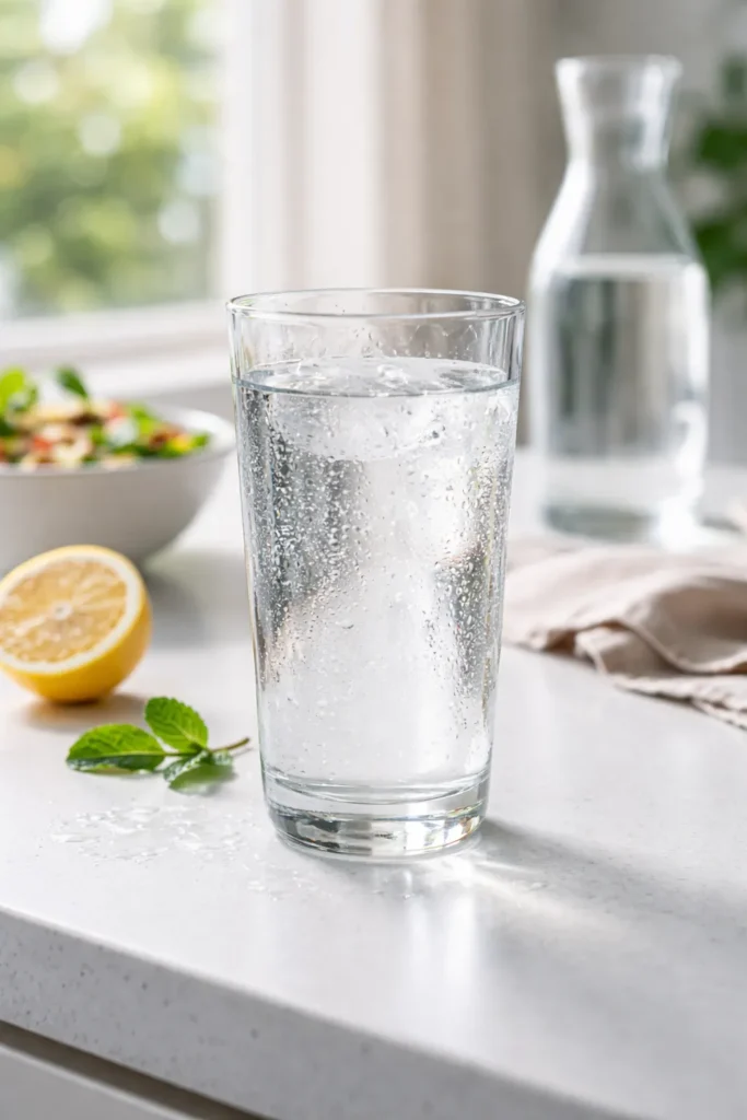 8 Calorie Deficit Meals That Keep You Full 11 Tall glass of water on a clean surface