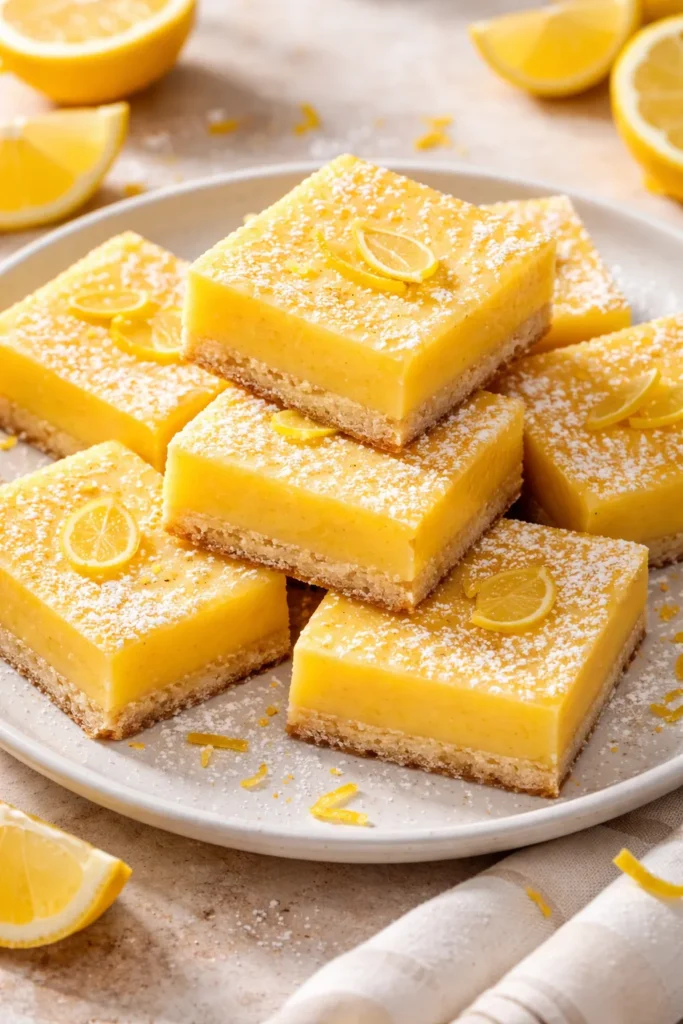 15 Sugar Free Treats That Actually Taste Good 10 Bright keto lemon bars with crust and curd on plate