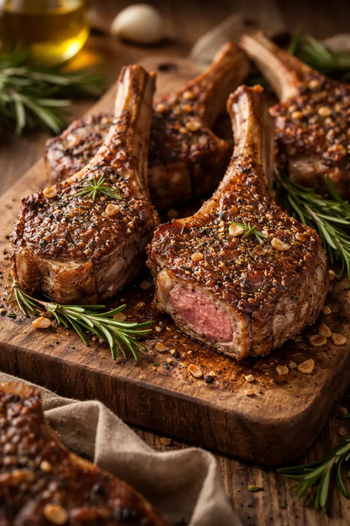 8 Lamb Chop Recipes for a Special Dinner 1 Close-up of lamb chops with rosemary and garlic crust