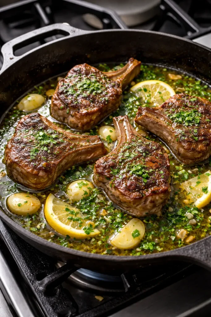 8 Lamb Chop Recipes for a Special Dinner 8 Lamb loin chops seared with garlic and lemon-parsley pan sauce in a skillet