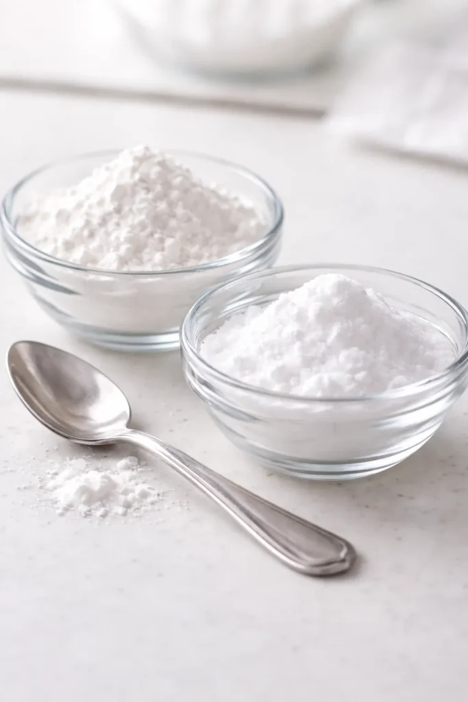 How to Bake Perfectly Moist Cakes Every Time 8 Close-up of leavening powders in bowls