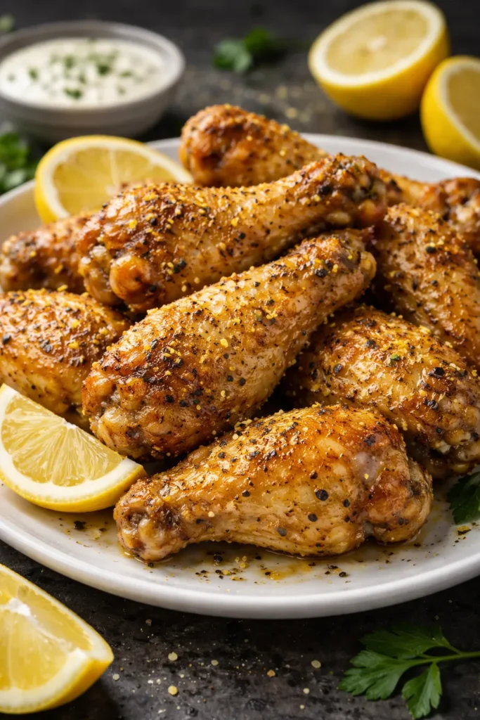 12 Chicken Wing Recipes for Game Night 4 Lemon pepper wings with visible pepper and zest