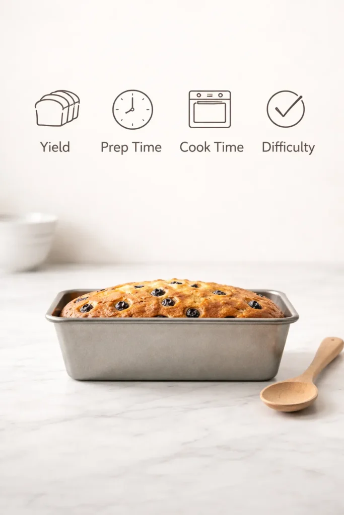 Loaf pan with a wooden spoon on a clean counter