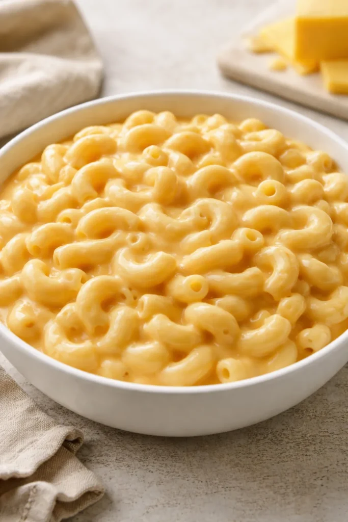 10 Pressure Cooker Recipes for Beginners 3 Creamy macaroni and cheese in a bowl with cheddar sauce
