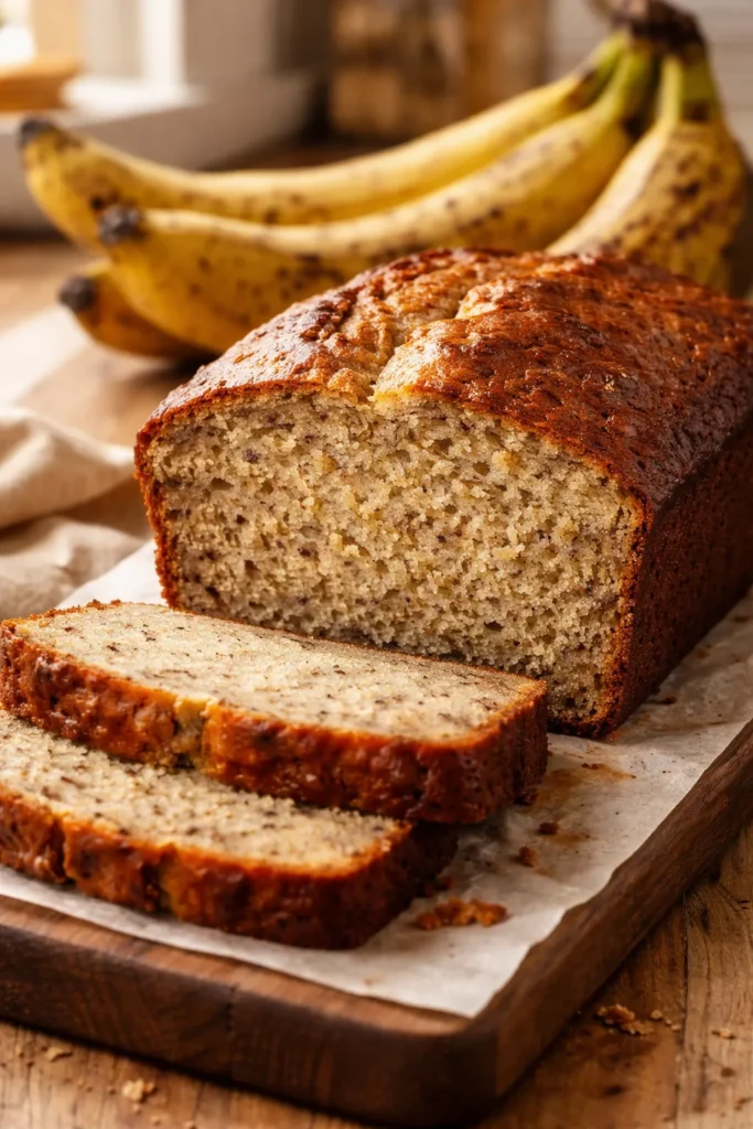 8 Banana Bread Recipes You'll Bake on Repeat 5 Ultra moist banana bread slices with very ripe bananas in the background