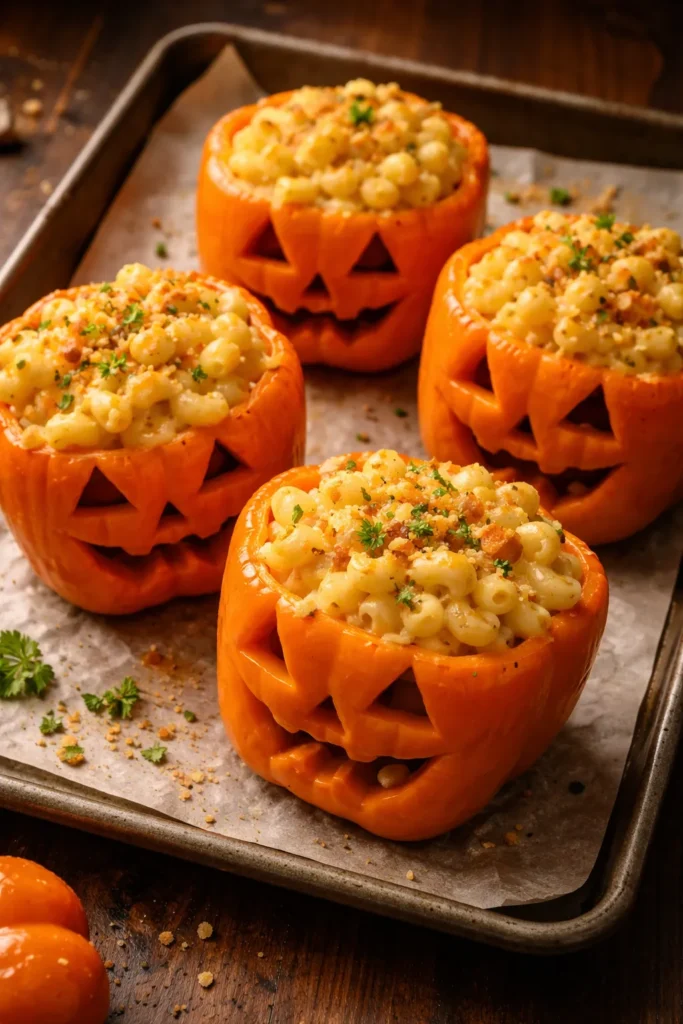 8 Halloween Dinner Ideas Your Kids Will Love 6 Mac and cheese in hollow orange pepper jack-o-lantern bowls