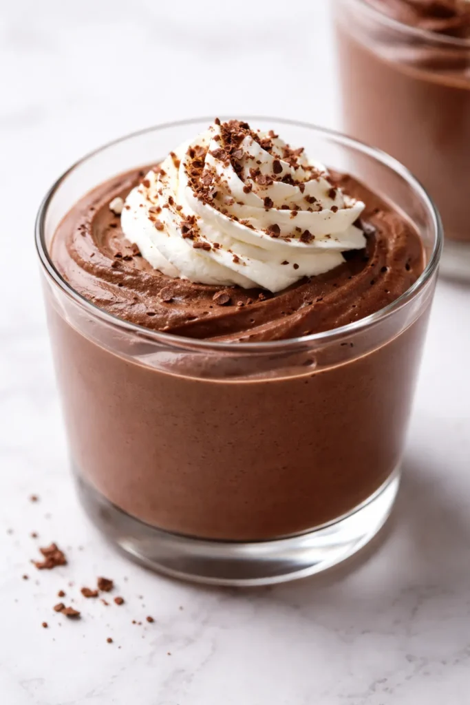 15 Fool Proof Dessert Recipes for Bad Bakers 1 Close-up of velvety no-bake chocolate mousse in a glass cup