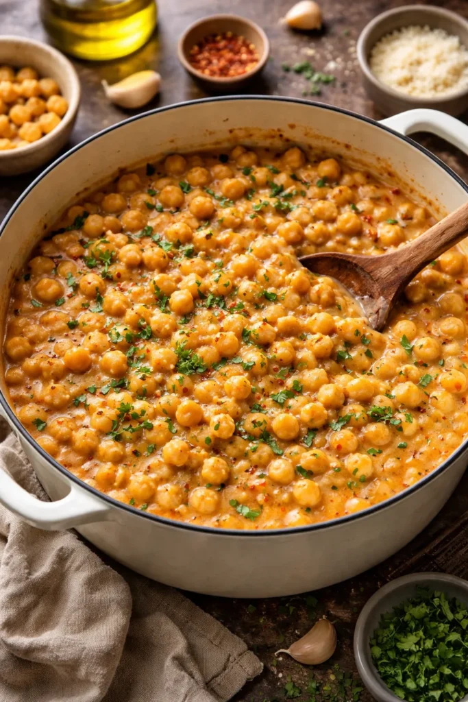 10 One-Pot Pasta Recipes With Easy Cleanup 9 Creamy pasta e ceci with chickpeas in a velvety sauce